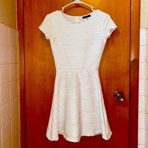 White Ribbed A Line Dress